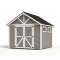 Abri de jardin 240 x 180 x 230 cm en bois gris et blanc à double porte style grange