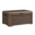 Coffre de rangement 120 x 60 x 63 cm en résine tressée marron pour jardin avec couvercle