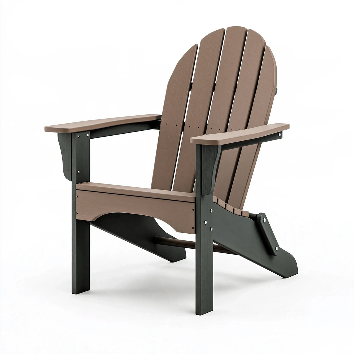 Fauteuil de jardin Adirondack 78 x 88 x 98 cm en matériau synthétique brun noir avec accoudoirs