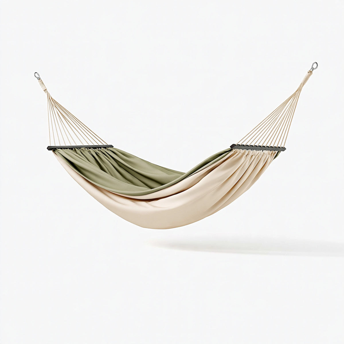Hamac 300 x 150 cm en tissu vert crème pour jardin à barres d'écartement
