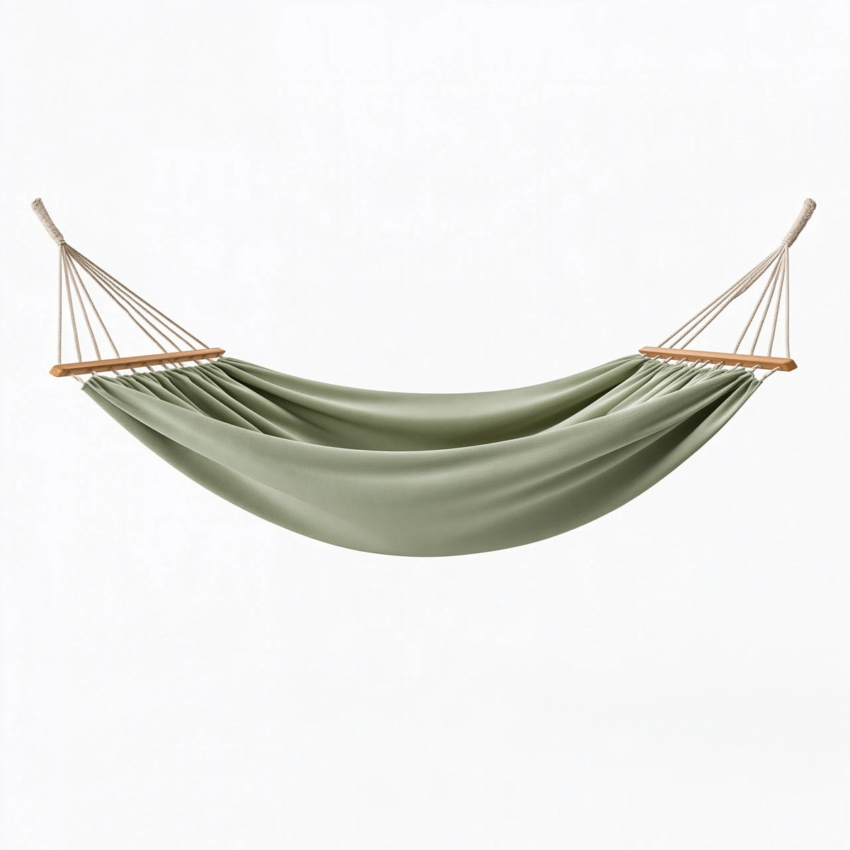 Hamac 300 x 150 cm en tissu vert avec barres en bois pour jardin suspendu