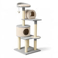Arbre à chat 60 x 60 x 150 cm en sisal gris et beige avec niches et griffoirs