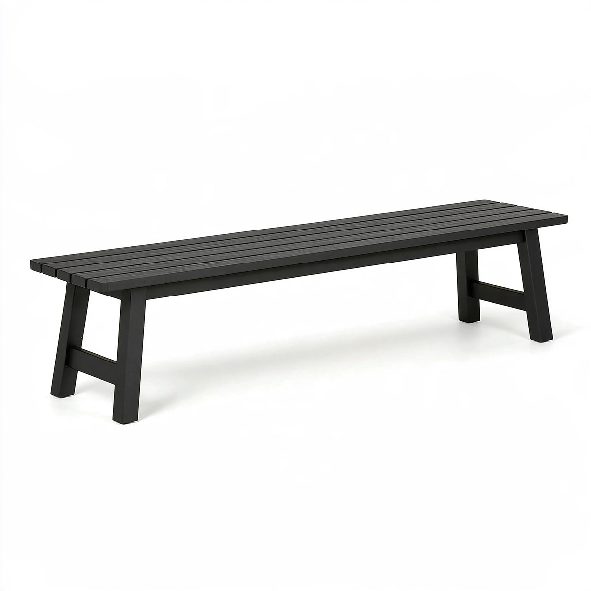 Banc de jardin 180 x 35 x 45 cm en métal noir - design à lattes