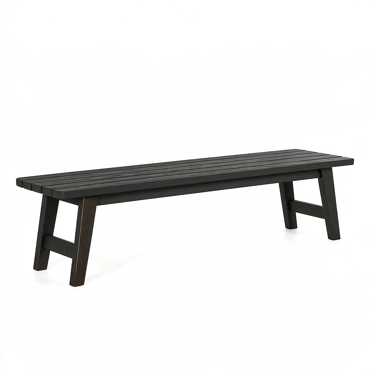 Banc de jardin 180 x 35 x 45 cm en bois noir à lattes style contemporain