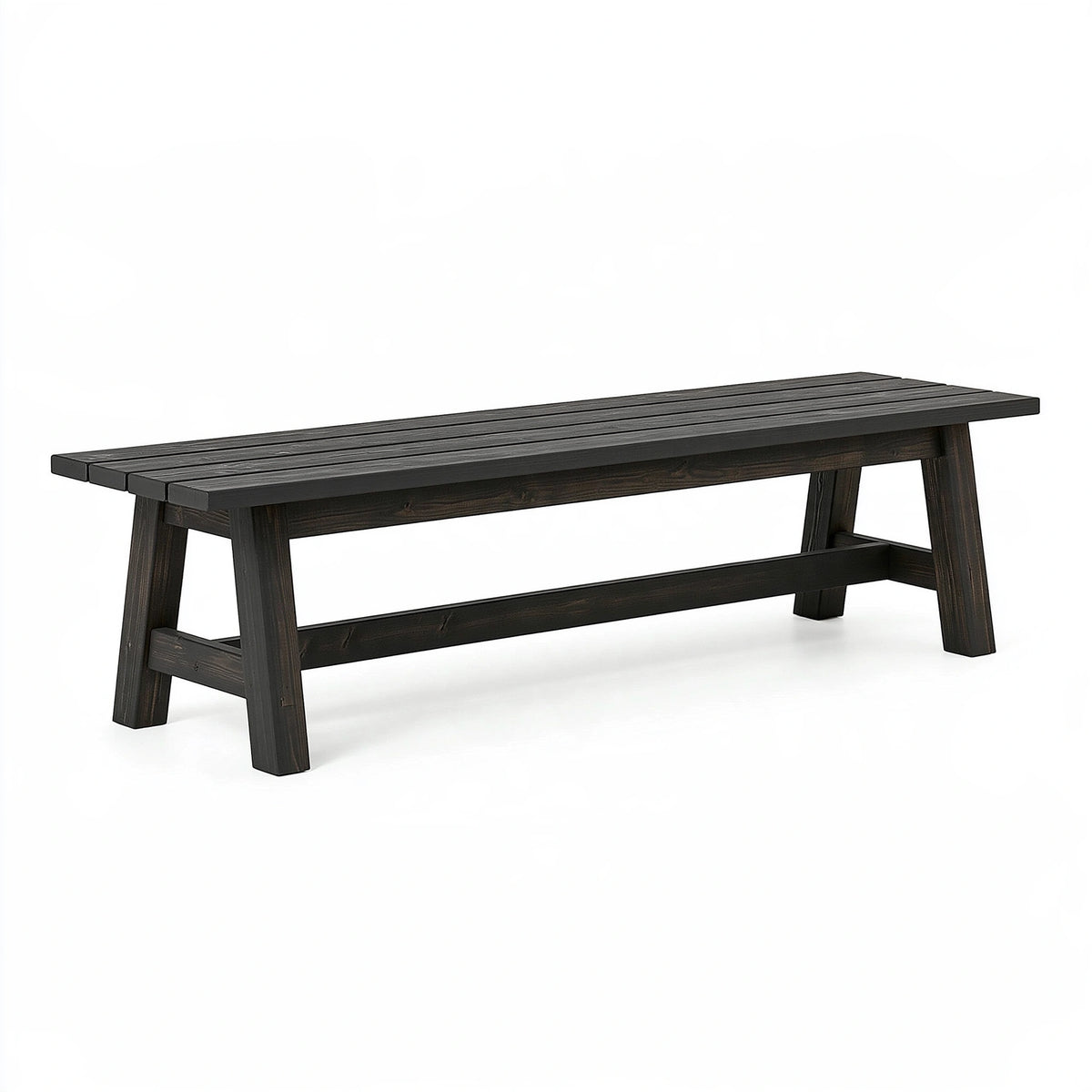 Banc 180 x 35 x 45 cm en bois noir style rustique