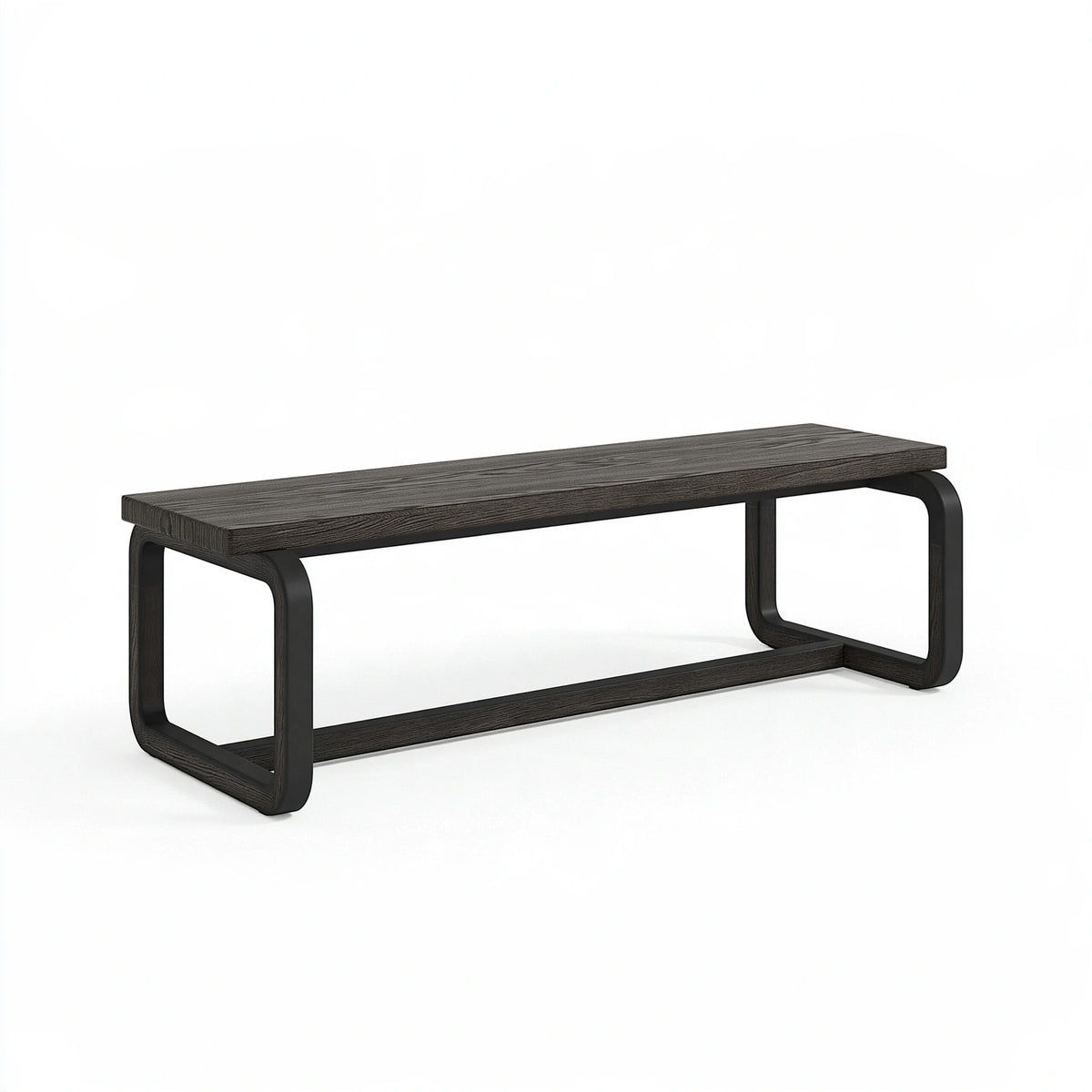 Banc d'intérieur 160 x 40 x 45 cm en bois brun foncé - style moderne à structure ouverte