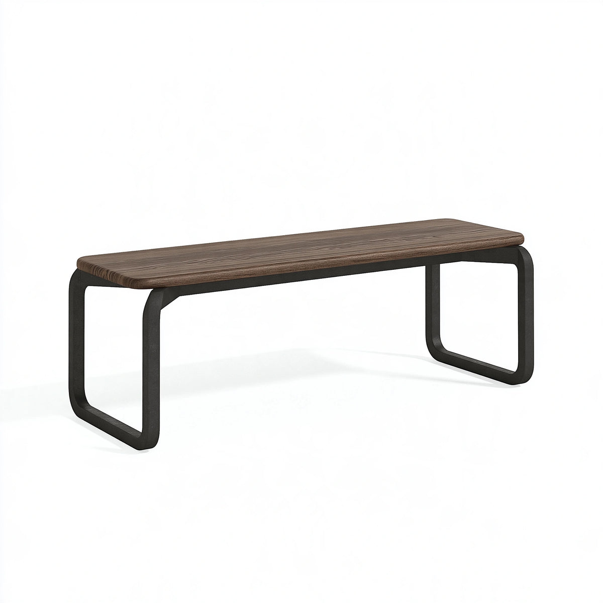 Banc 120 x 35 x 45 cm en bois brun et acier noir style industriel