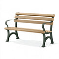 Banc de jardin 150 cm en bois brun avec structure en fonte style classique