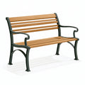 Banc de jardin 150 x 60 x 85 cm lattes effet bois brun structure métal noir style classique avec accoudoirs