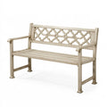 Banc de jardin 122 cm en métal beige 2 places style classique